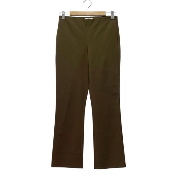 Vince Dark Olive Cropped Kick Flare Pants Size Medium Stretch Work Career Casual - Picture 2 of 10
